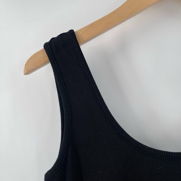 MARINE LAYER Lexi Rib Leah Dress Extra Small Black Ribbed One Bow Shoulder NWT - Picture 10 of 12